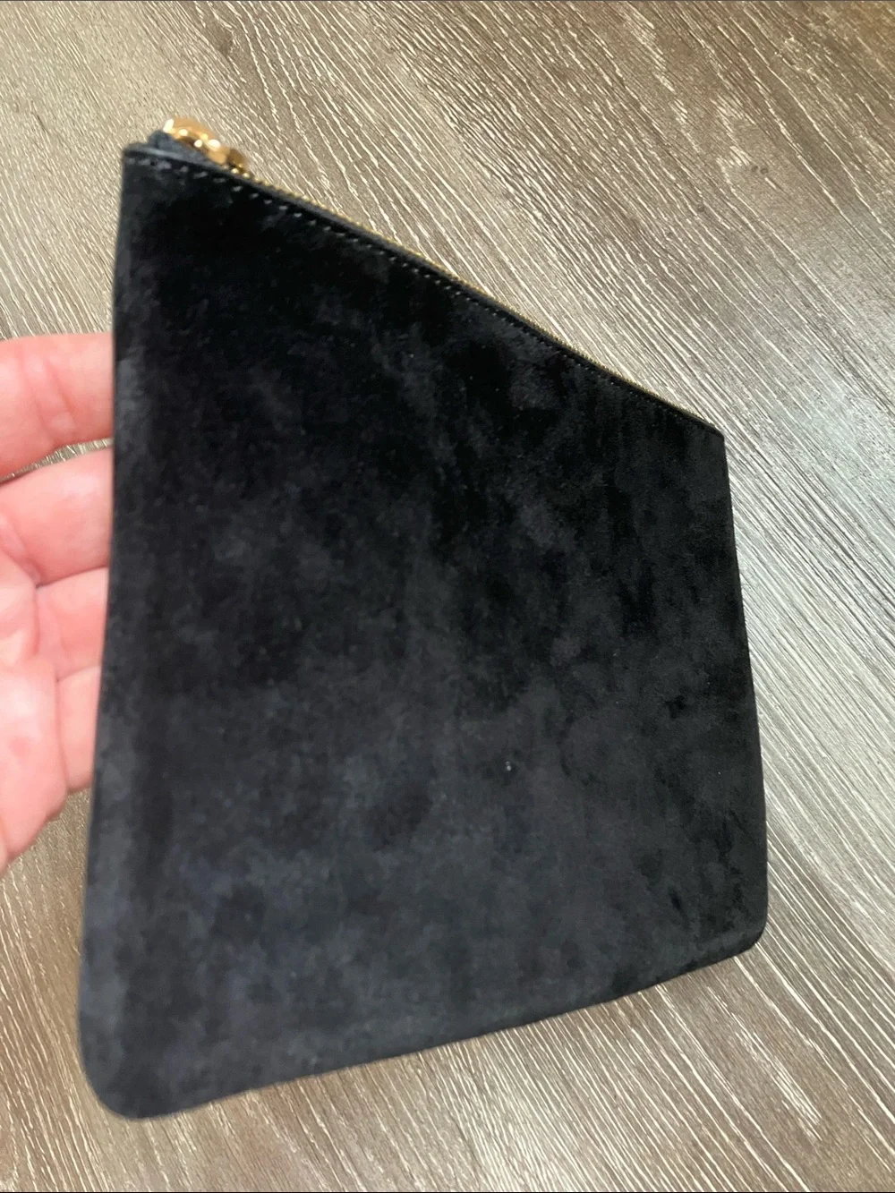 J.Crew Berkeley zipper pouch in leather and suede